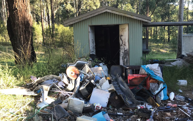 Rubbish from a shed ready to be removed by Big Rat Skip Bin